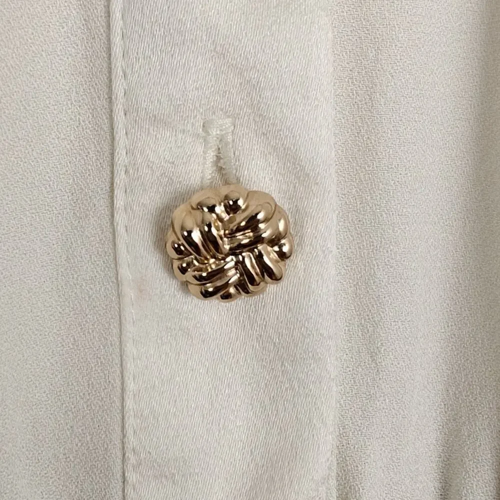 J Crew Button Front Crepe Shirt Dress Size 14 Black Ivory Pockets Preppy Career